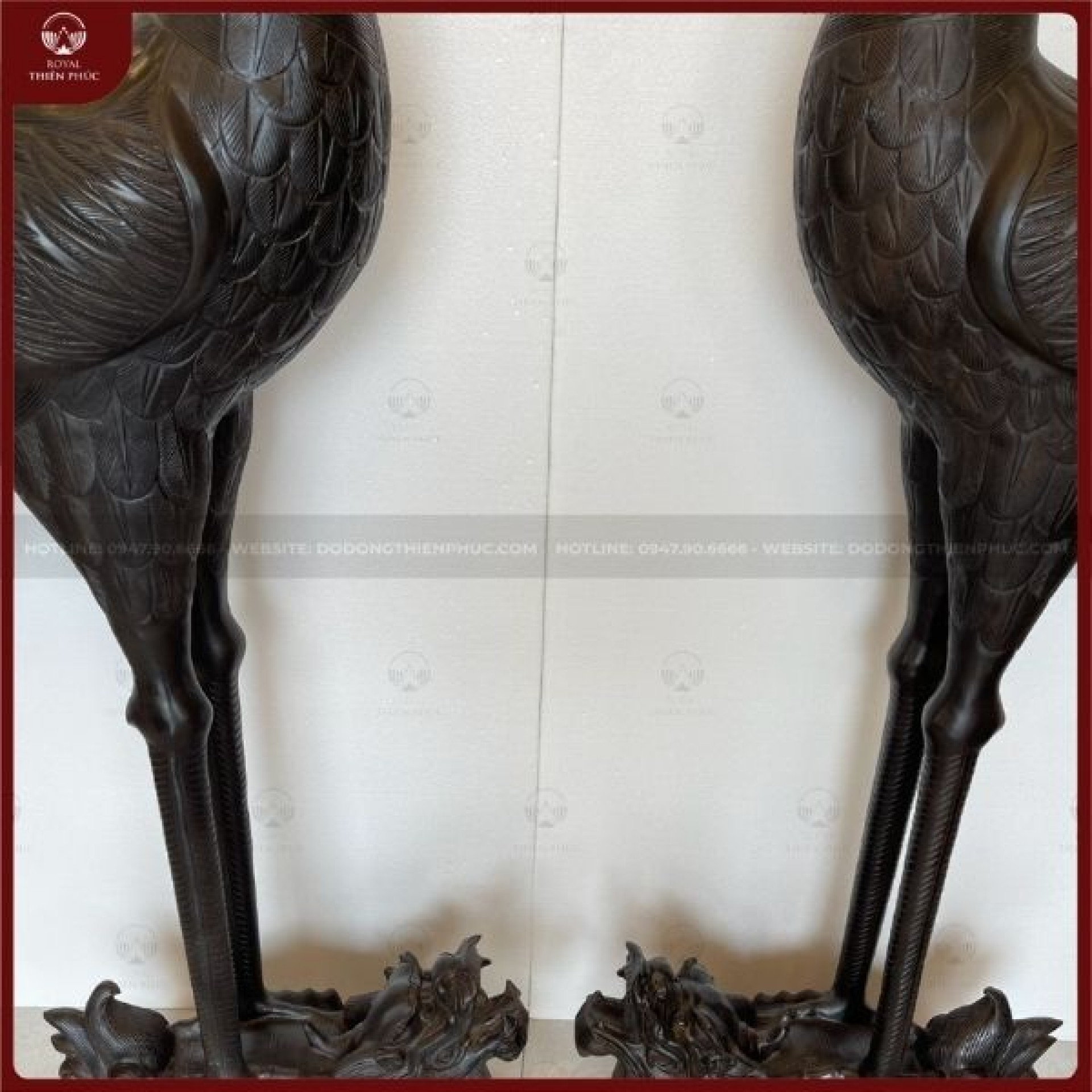 Hạc cưỡi long quy đồng đỏ hun đen